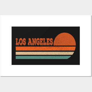 Los Angeles Vintage Sunset Stripes Posters and Art